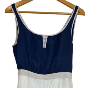 Max & Cleo Women's Size 4 Pamela Multi Colored Tank Sleeve Pleated Dress